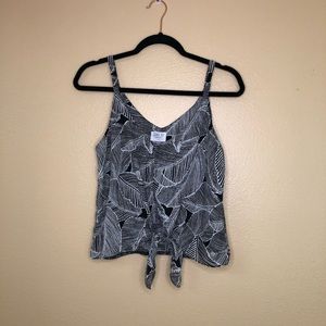 Black & white Leaf Print Tank